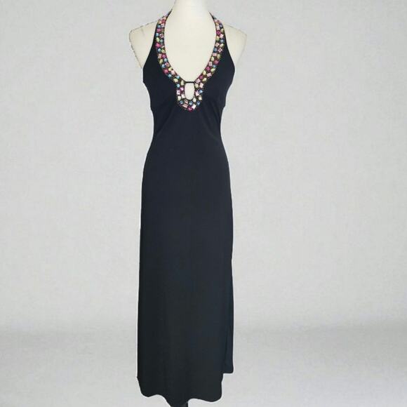 Night Way Collections Vintage Black Jeweled Long Dress - Picture 3 of 9